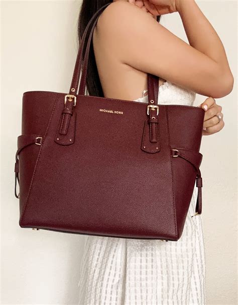 michael kors voyager north south tote|Michael Kors voyager tote merlot.